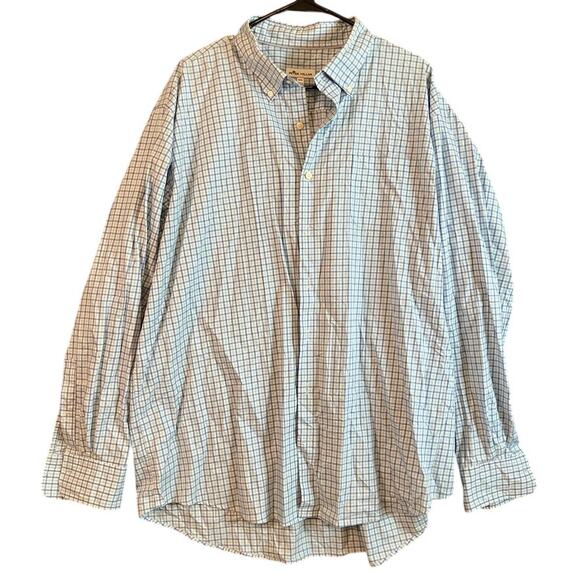 Peter Millar Mens Shirt Blue White Plaid Button Down Long Sleeve Stretch XXL - Picture 1 of 12